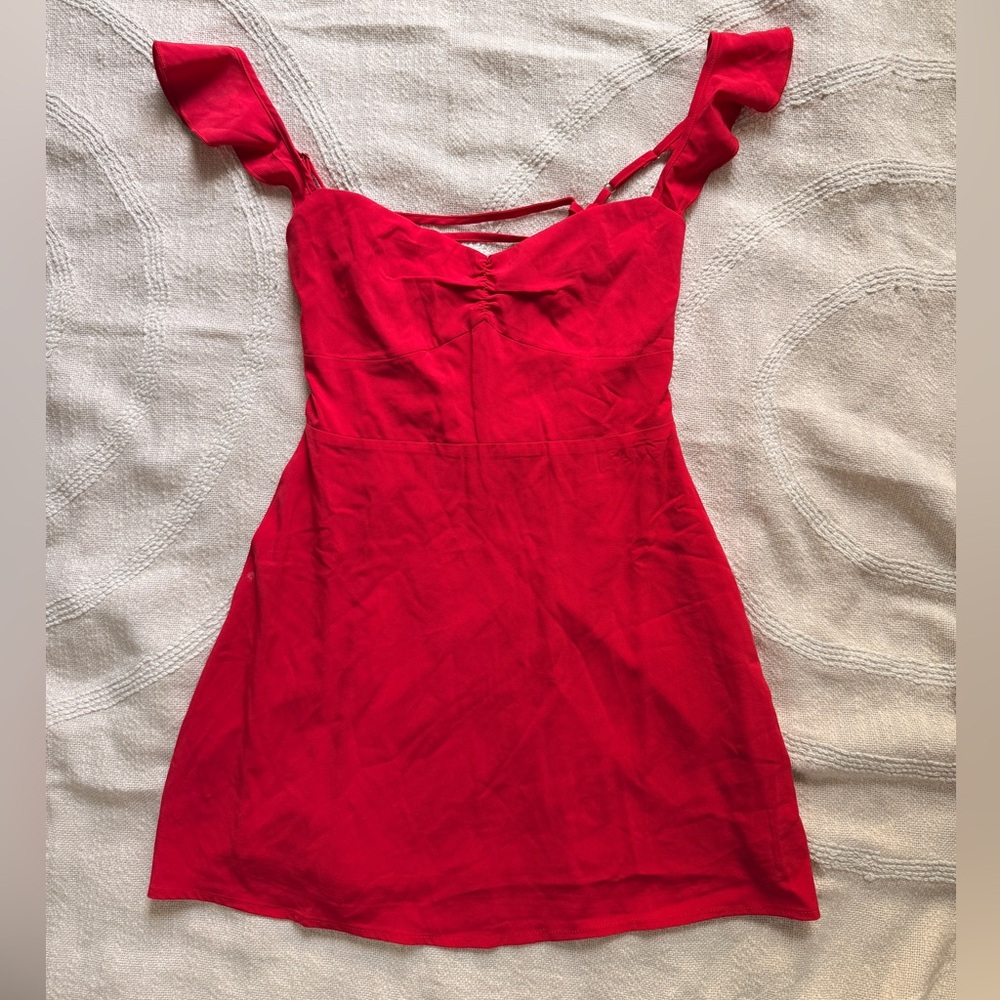 NWT Princess Polly Red Off-Shoulder Sweetheart Neck Back Corset Tie Dress - Picture 2 of 8